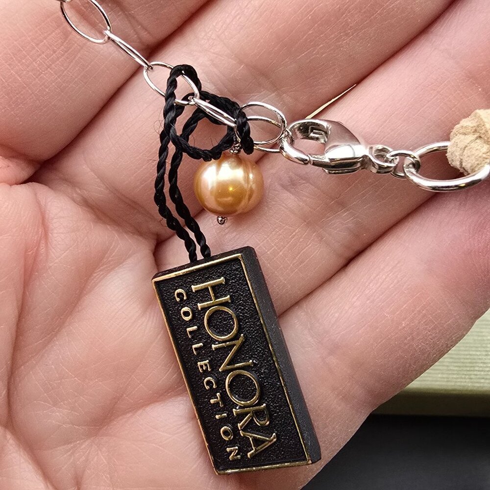 NWT Honora Multi-Color Cultured Pearl Necklace Tan Cord Adjustable Box & Bag - Picture 9 of 10